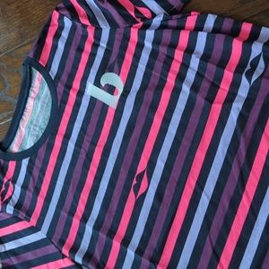 BEAUTYCOUNTER I NWT Embroidered "b" logo on Kate Spade Lips Striped Tee Shirt, M